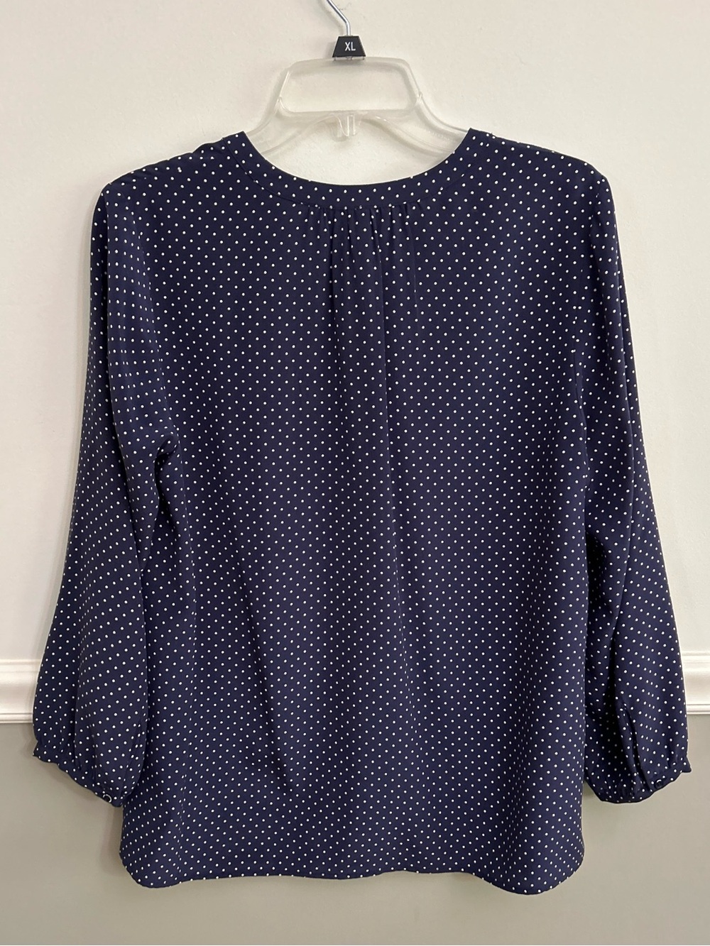 Joie Polka Dot Silk Blouse Navy Blue White V-Neck Long Sleeve Size Small - Picture 5 of 10